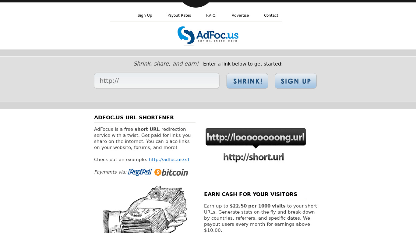 AdFoc.us Landing page