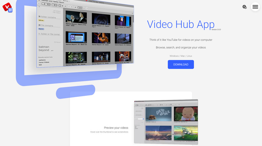 Video Hub App Landing Page