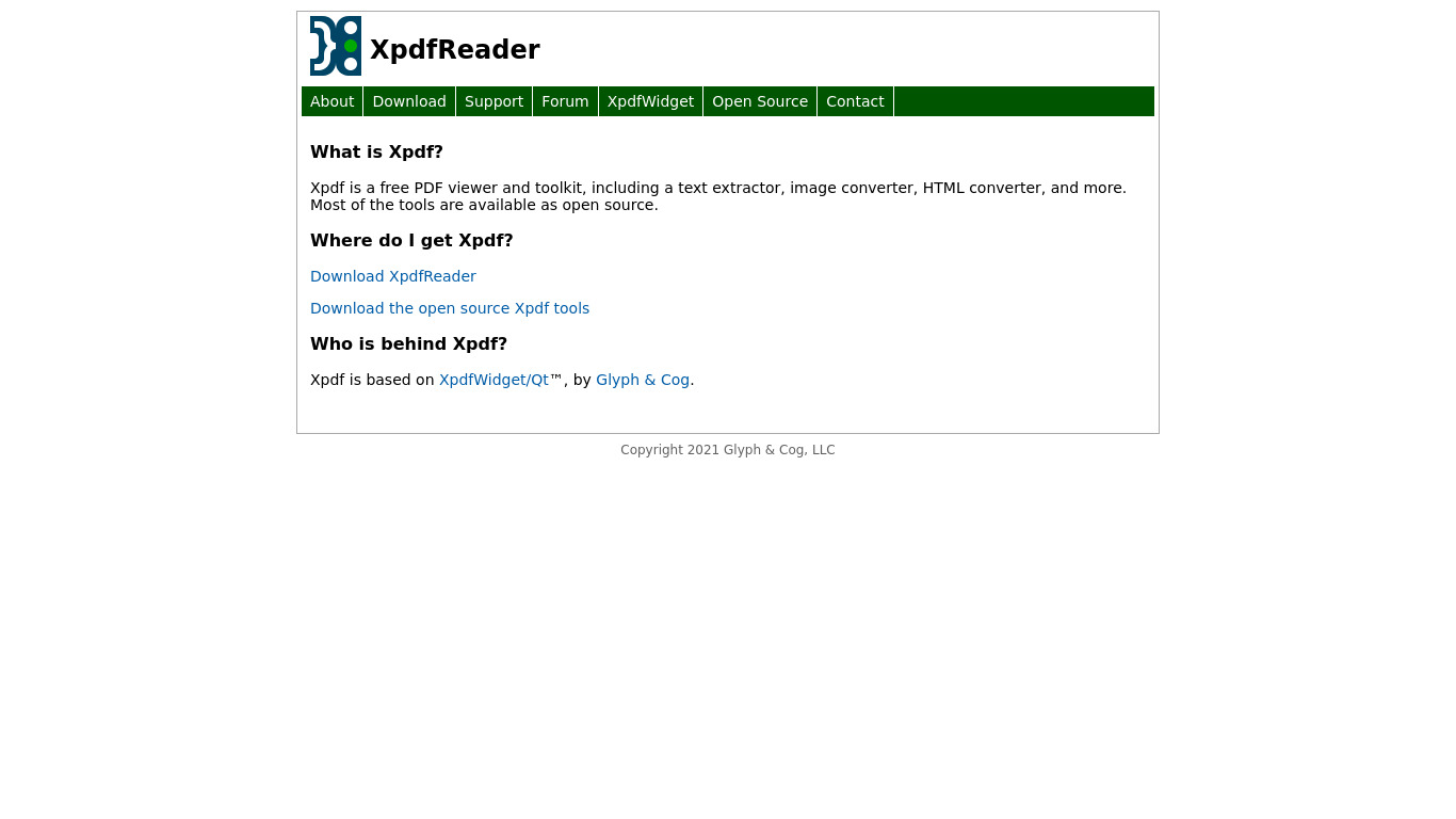XpdfReader Landing page