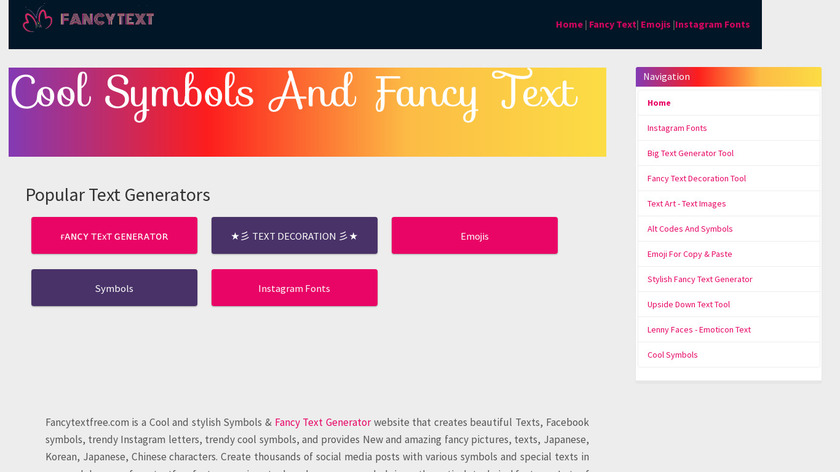 Fancy Text Free Landing Page