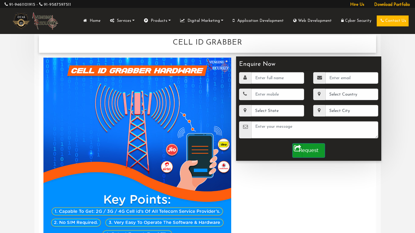 Cell Id Grabber by AvengingSecurity Landing page