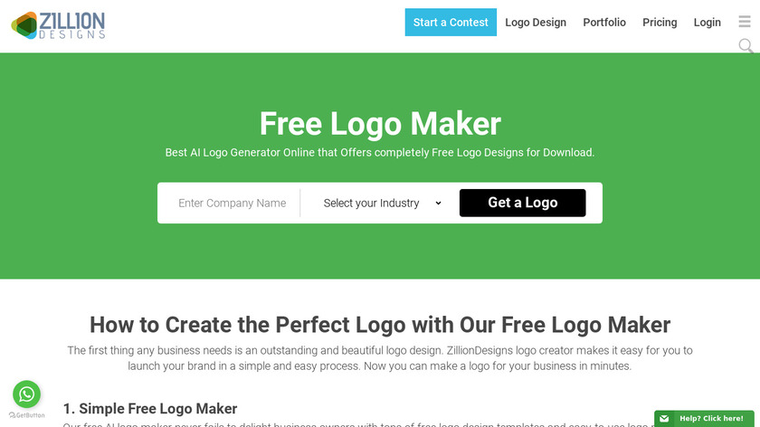 Zillion Designs Logo Maker Landing Page