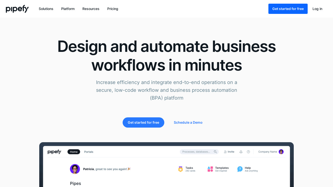 Pipefy Landing page