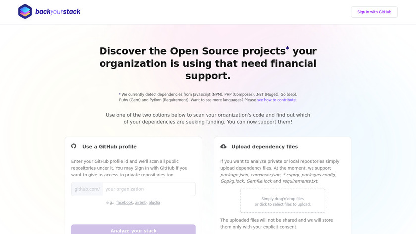 BackYourStack Landing Page