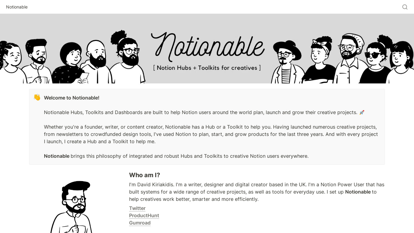 Notionable Landing page