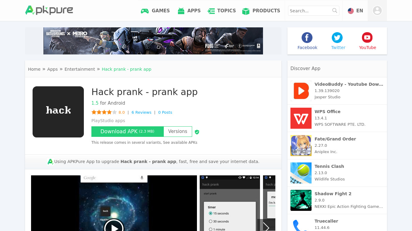 Hack prank – prank app Landing page