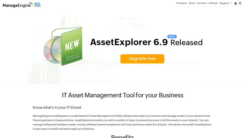 ManageEngine AssetExplorer Landing Page
