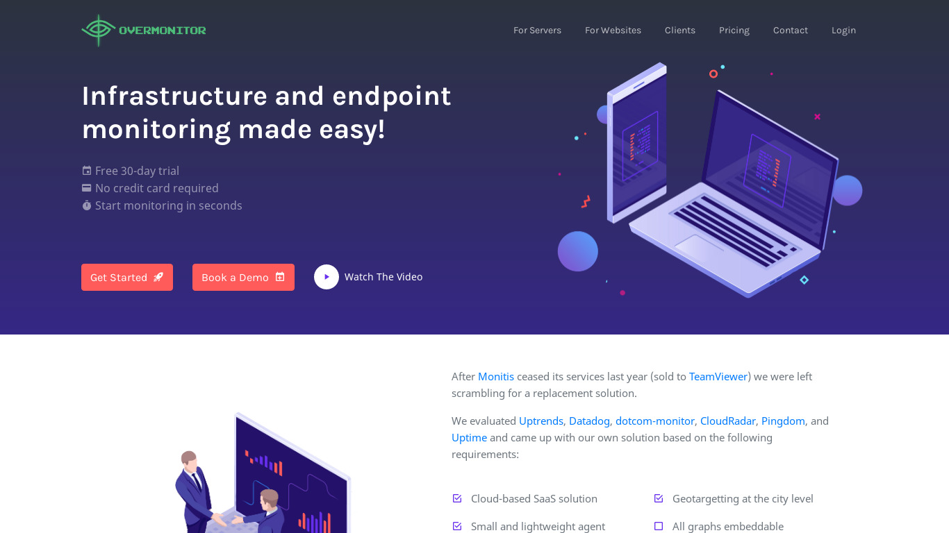 Overmonitor Landing page