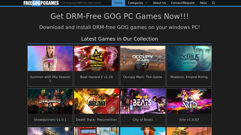 Free GOG PC Games Landing Page