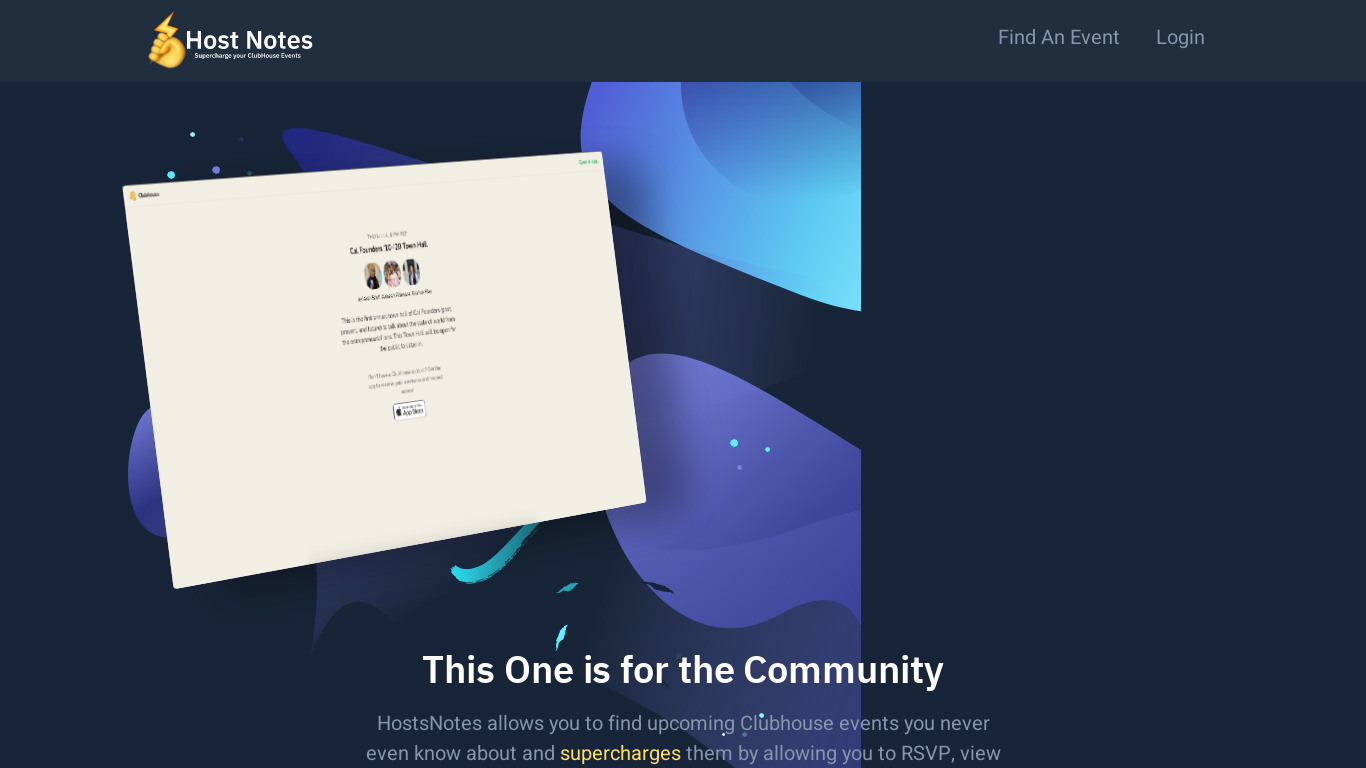 Host Notes for Clubhouse Landing page