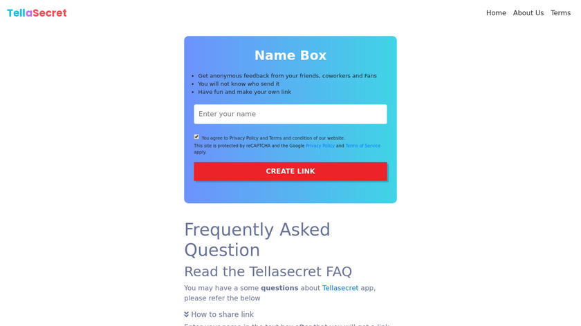 Tellasecret Landing Page
