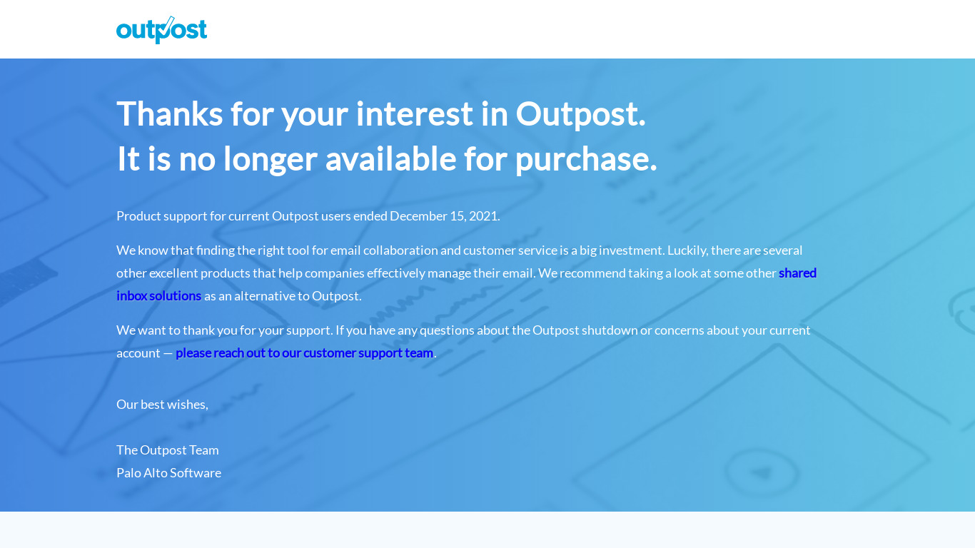 Outpost Landing page