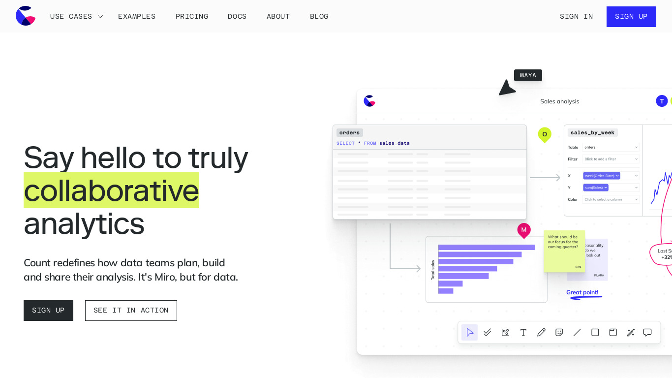 Count.co Landing page