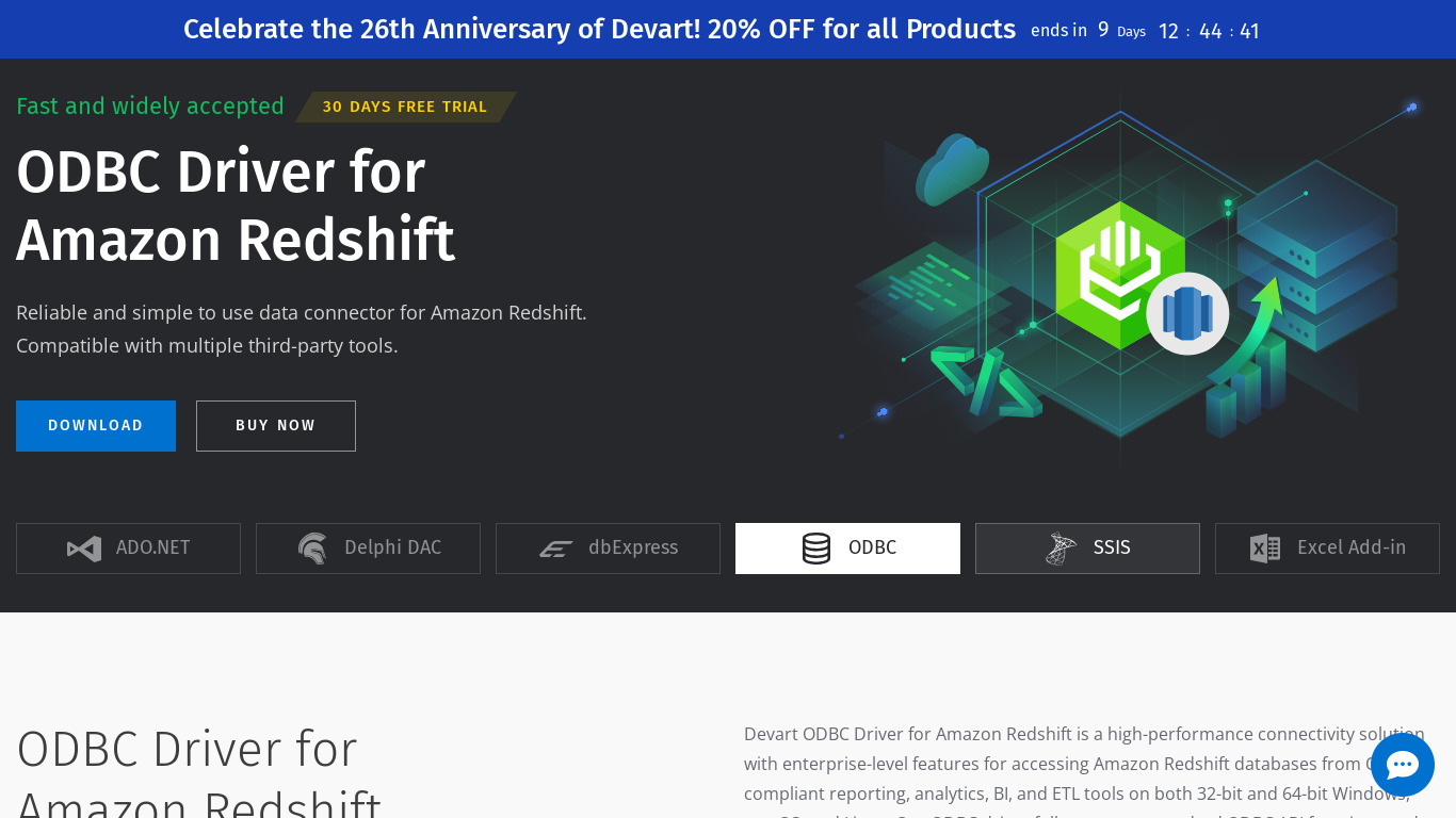 ODBC Driver for Amazon Redshift Landing page