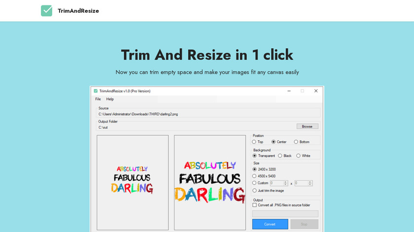 TrimAndResize Landing Page