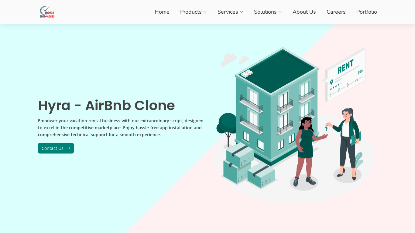 cron24 Hyra Airbnb Clone Script Landing page