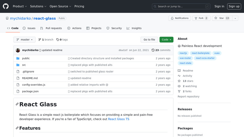 React Glass Landing Page