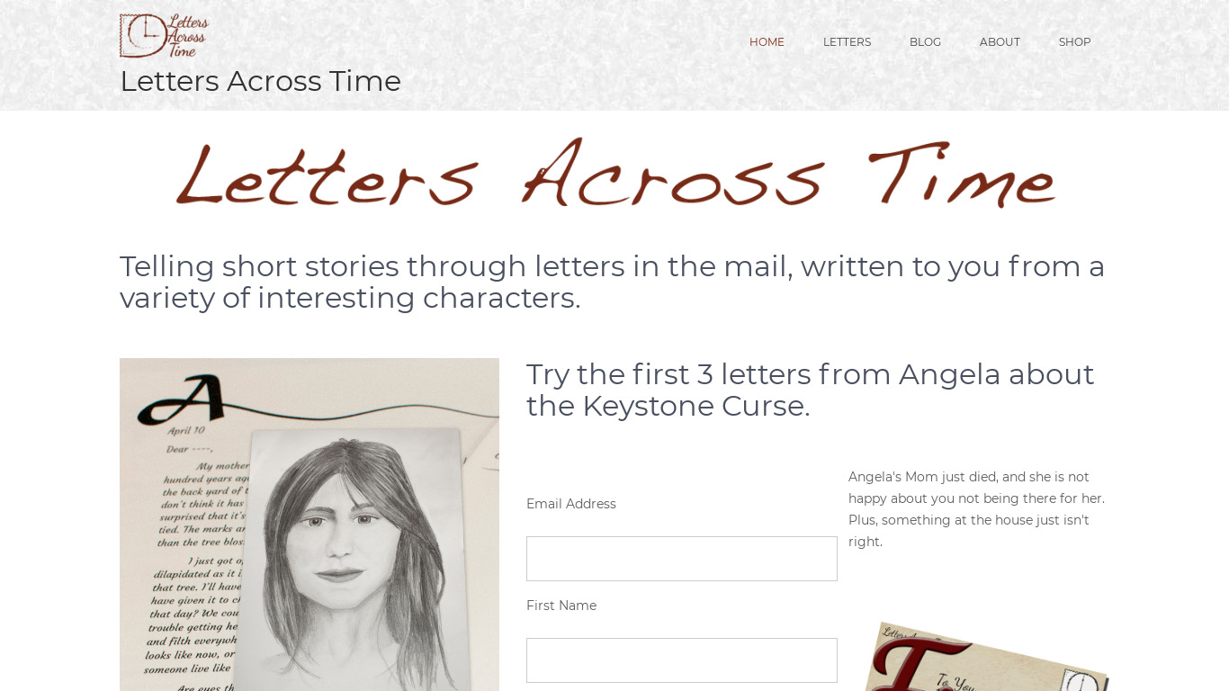 Letters Across Time Landing page