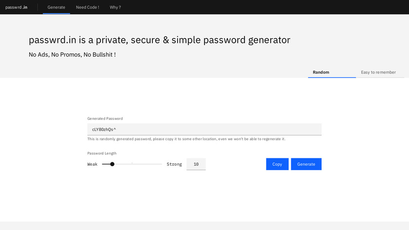 passwrd.in Landing Page