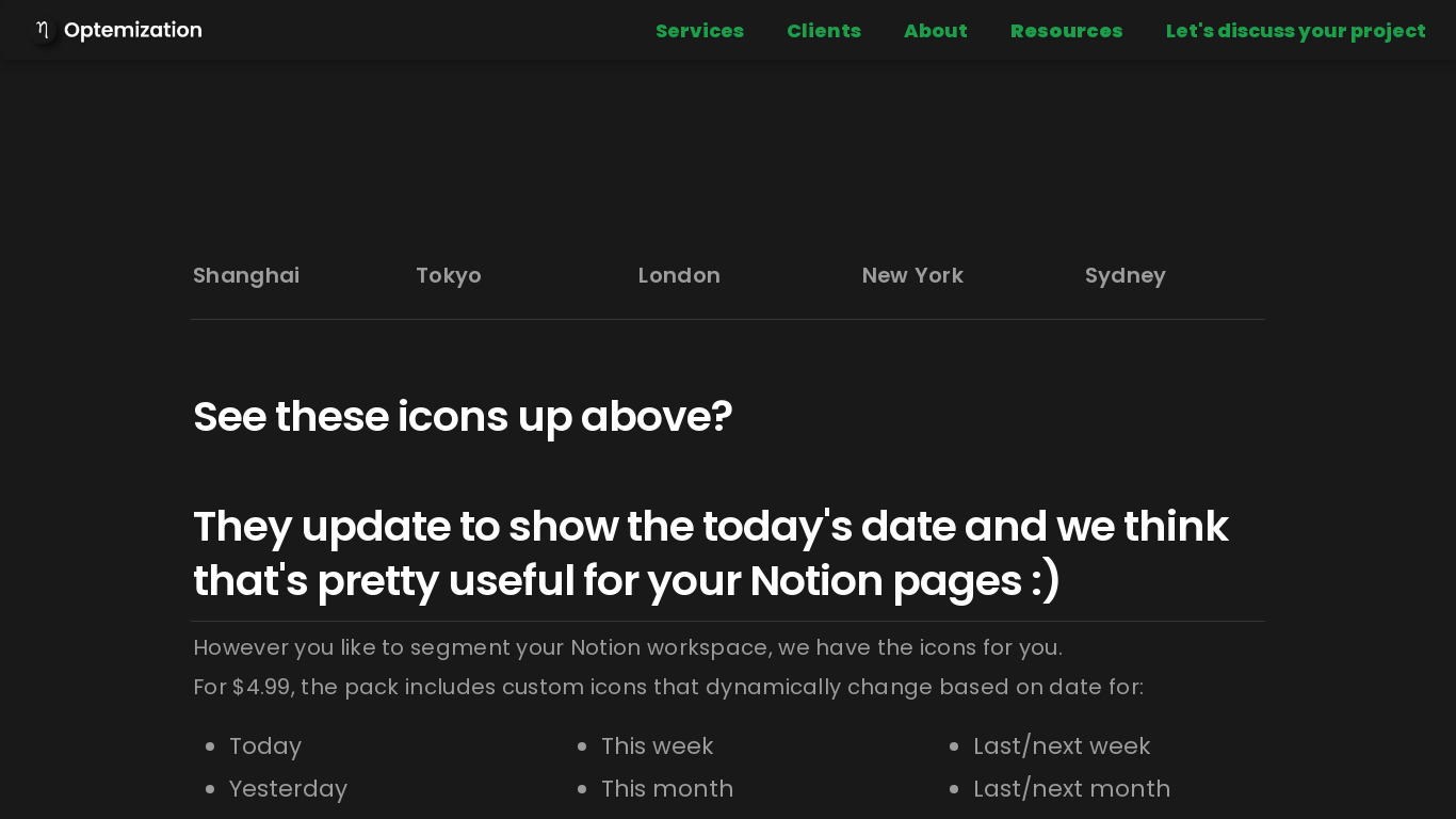 Dynamic Calendar Icons for Notion Landing page