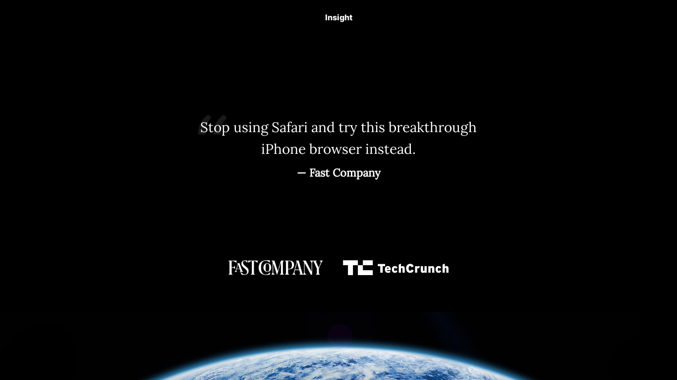 Insight Browser Landing page