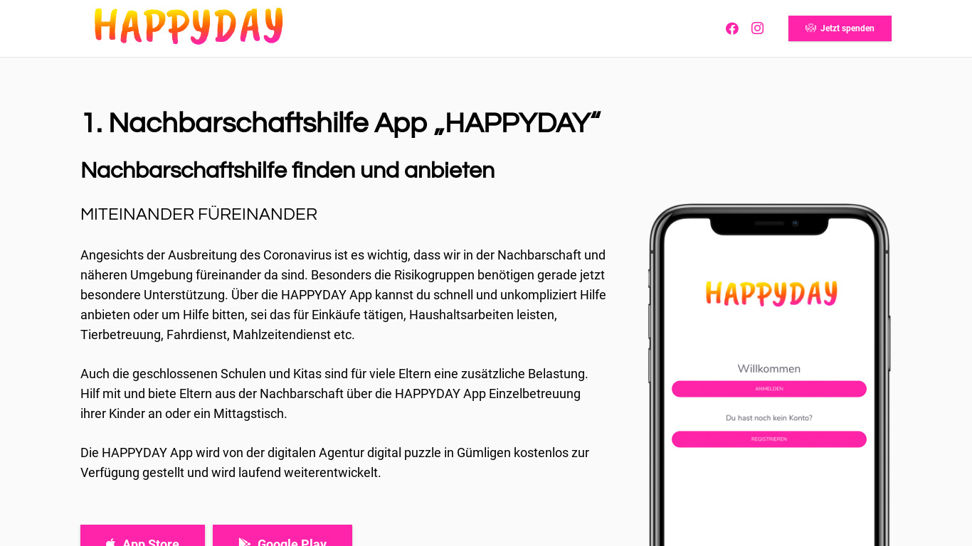 Happyday Landing page
