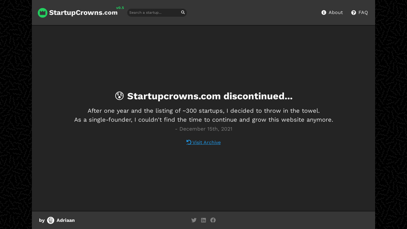 StartupCrowns Landing page
