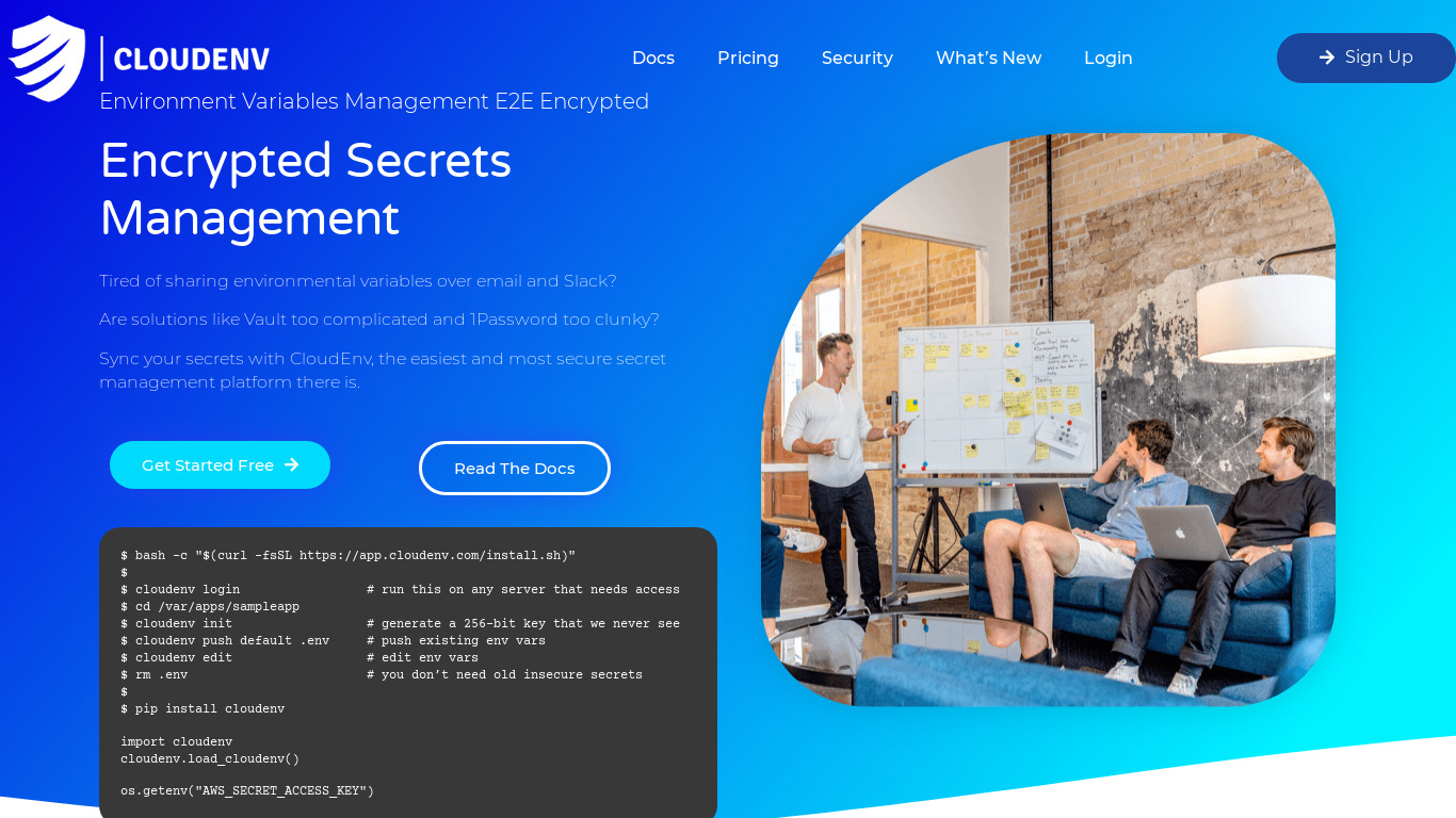 CloudEnv Landing page
