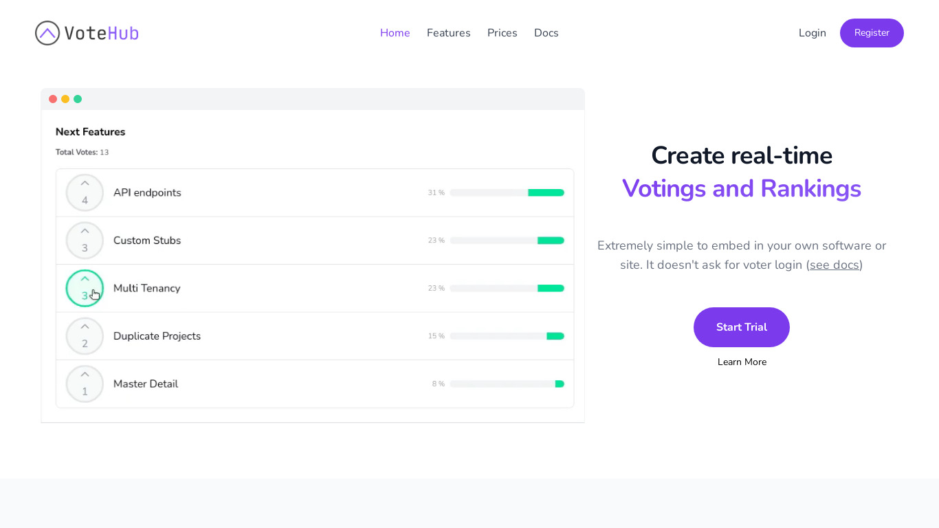VoteHub Landing page