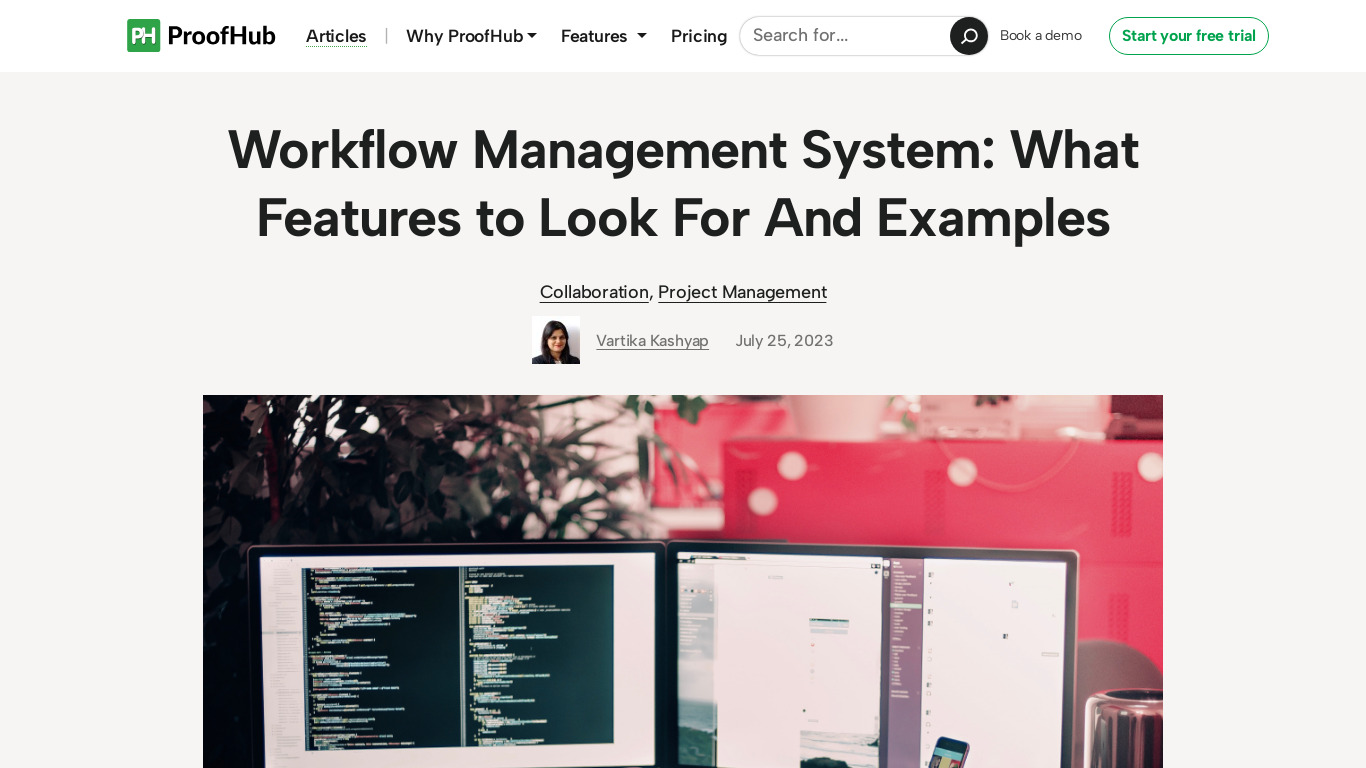 Workflow management tool ProofHub Landing page