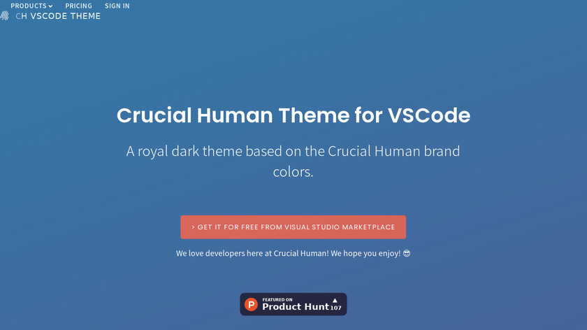Crucial Human Theme for VSCode Landing Page