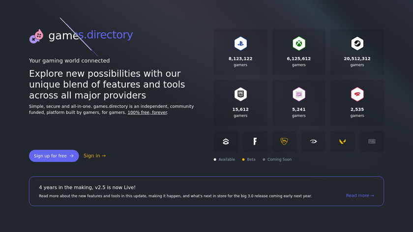 games.directory Landing Page