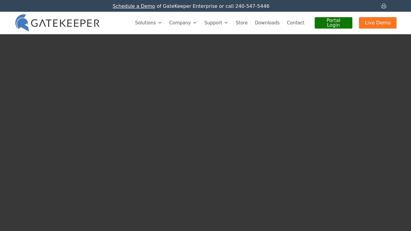 GateKeeper Proximity Landing page