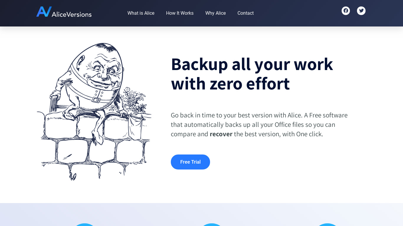 Alice Versions Landing page