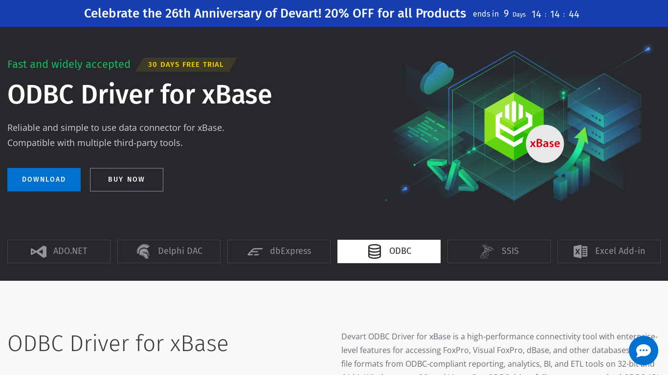 ODBC Driver for xBase Landing page