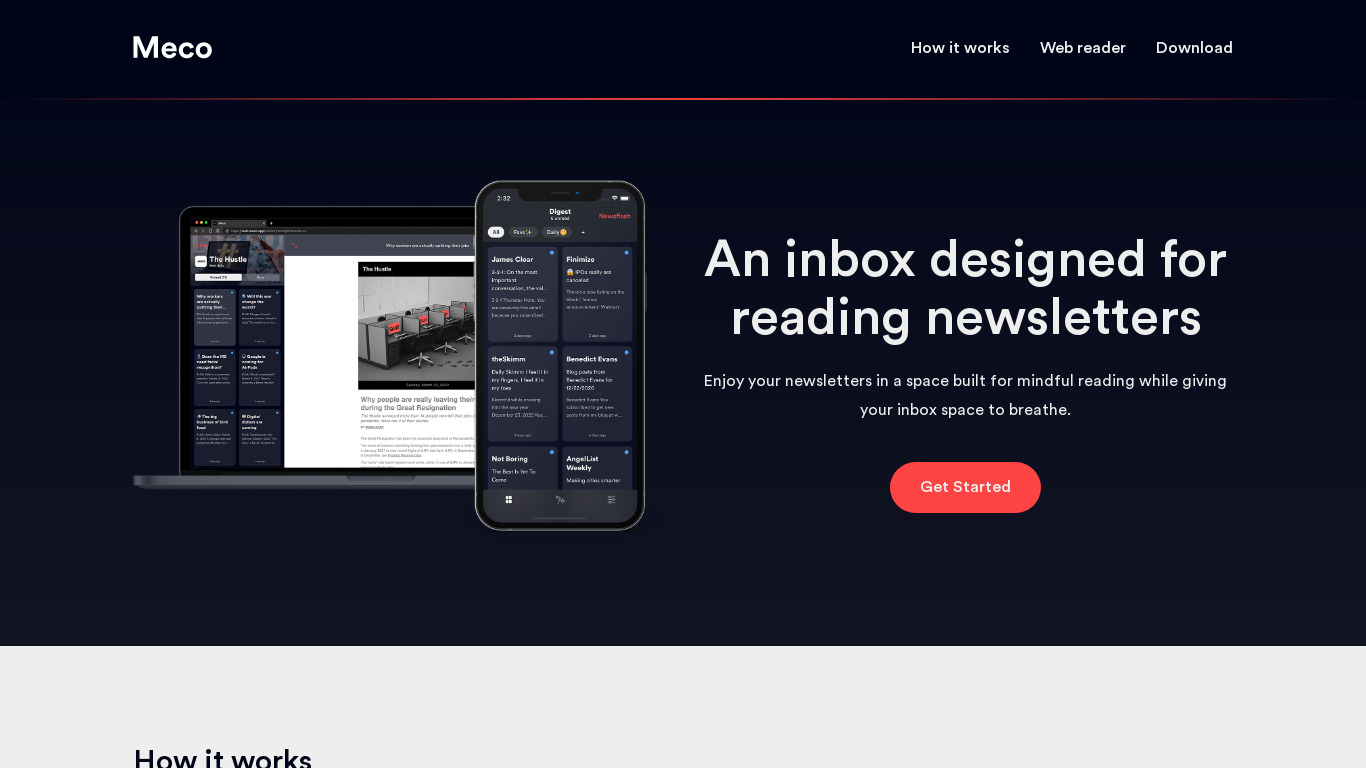 Meco Landing page