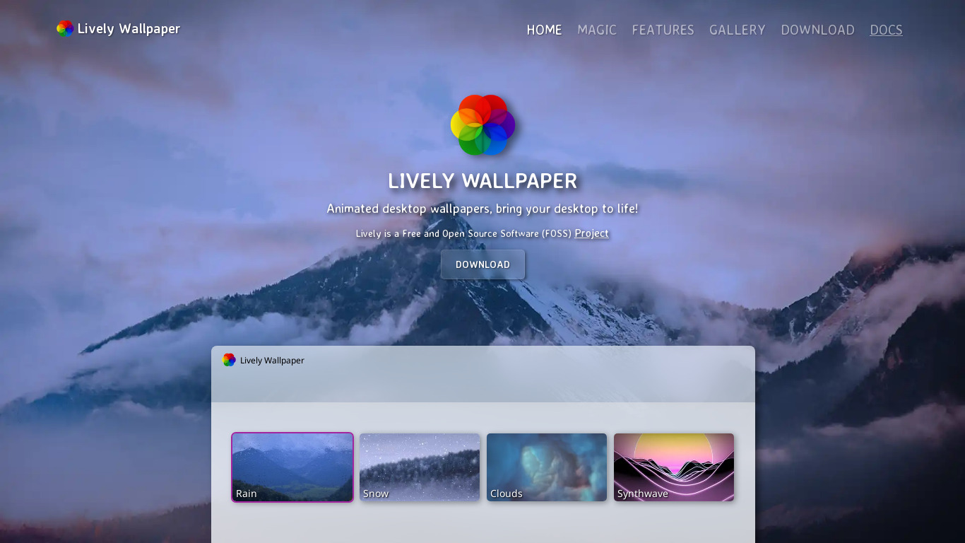 Lively Wallpaper Landing page