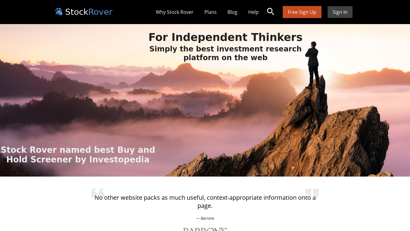 Stock Rover Landing page