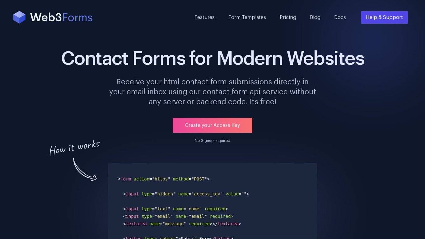 Web3Forms Landing page