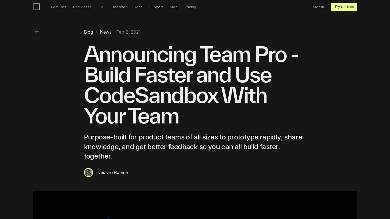 CodeSandbox for Teams Landing page