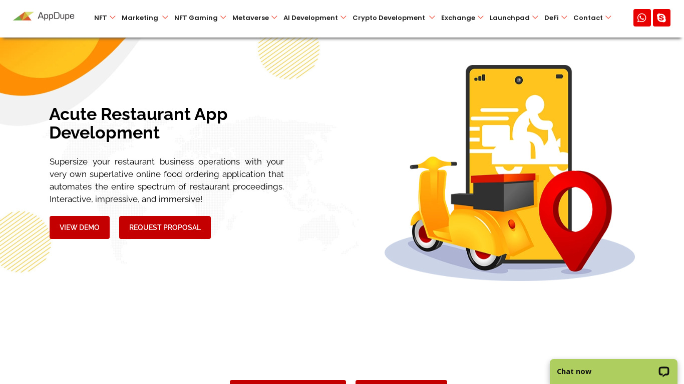 Restaurant App Development Landing page