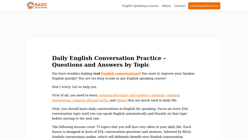 English Conversation Landing Page