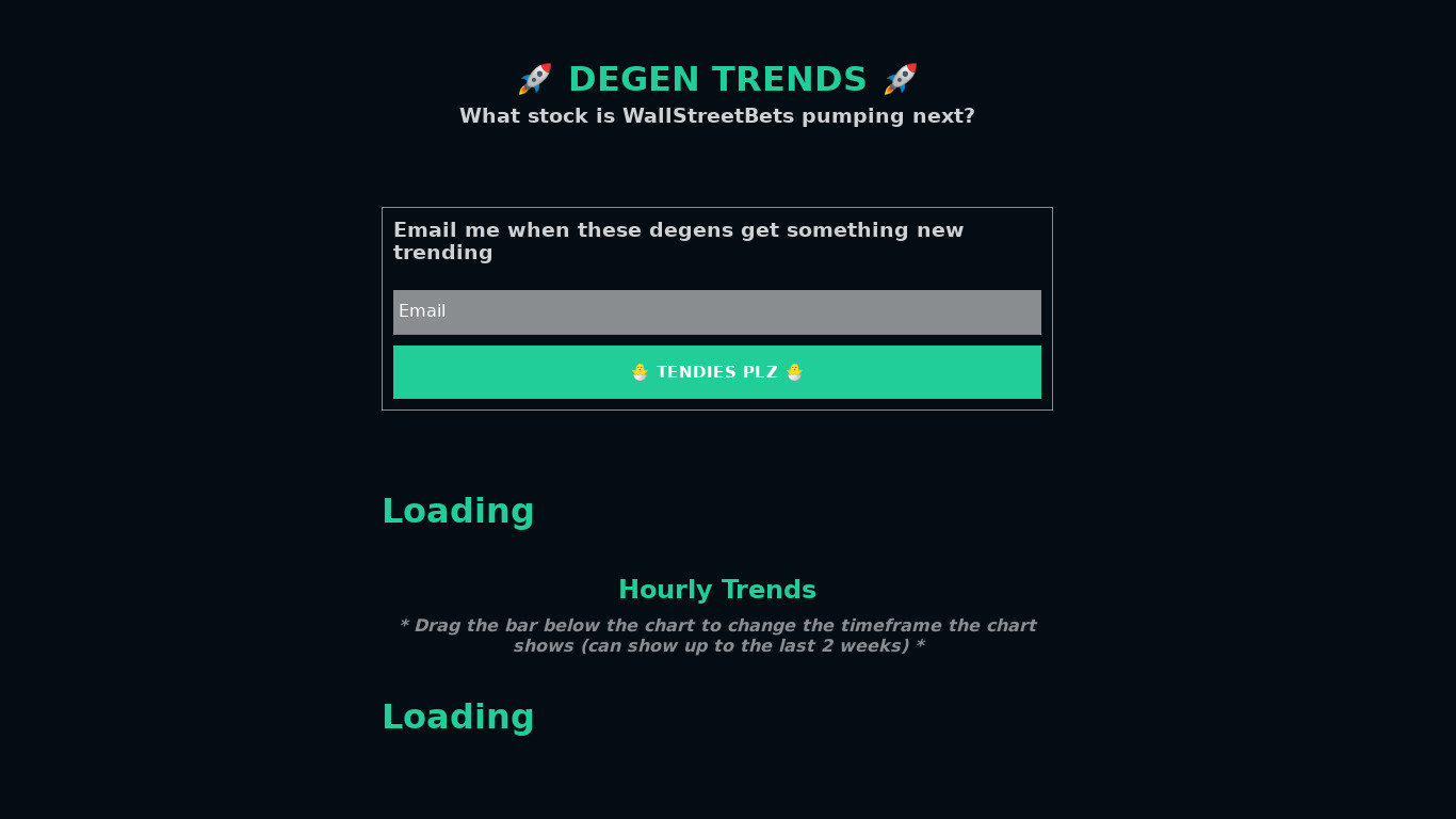 Degen Trends Landing page
