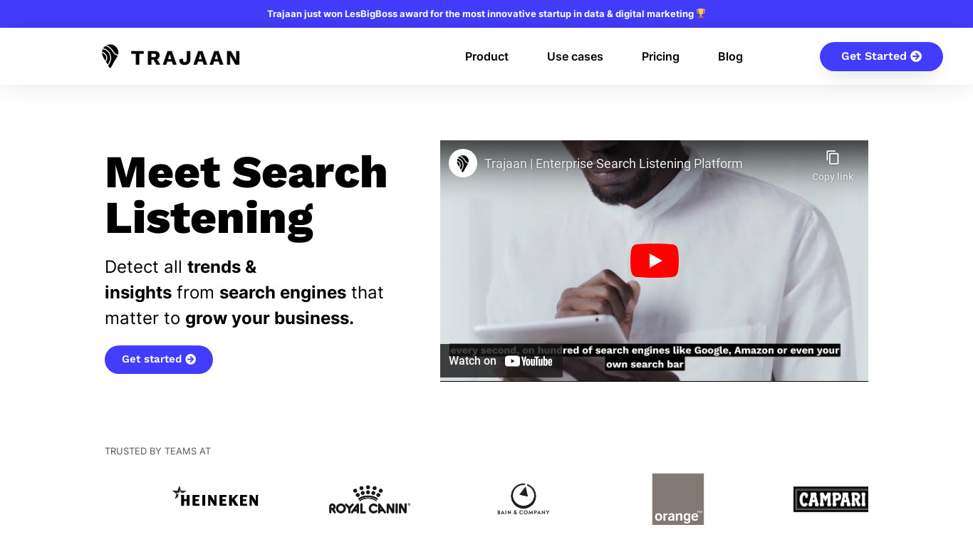 Trajaan Landing page