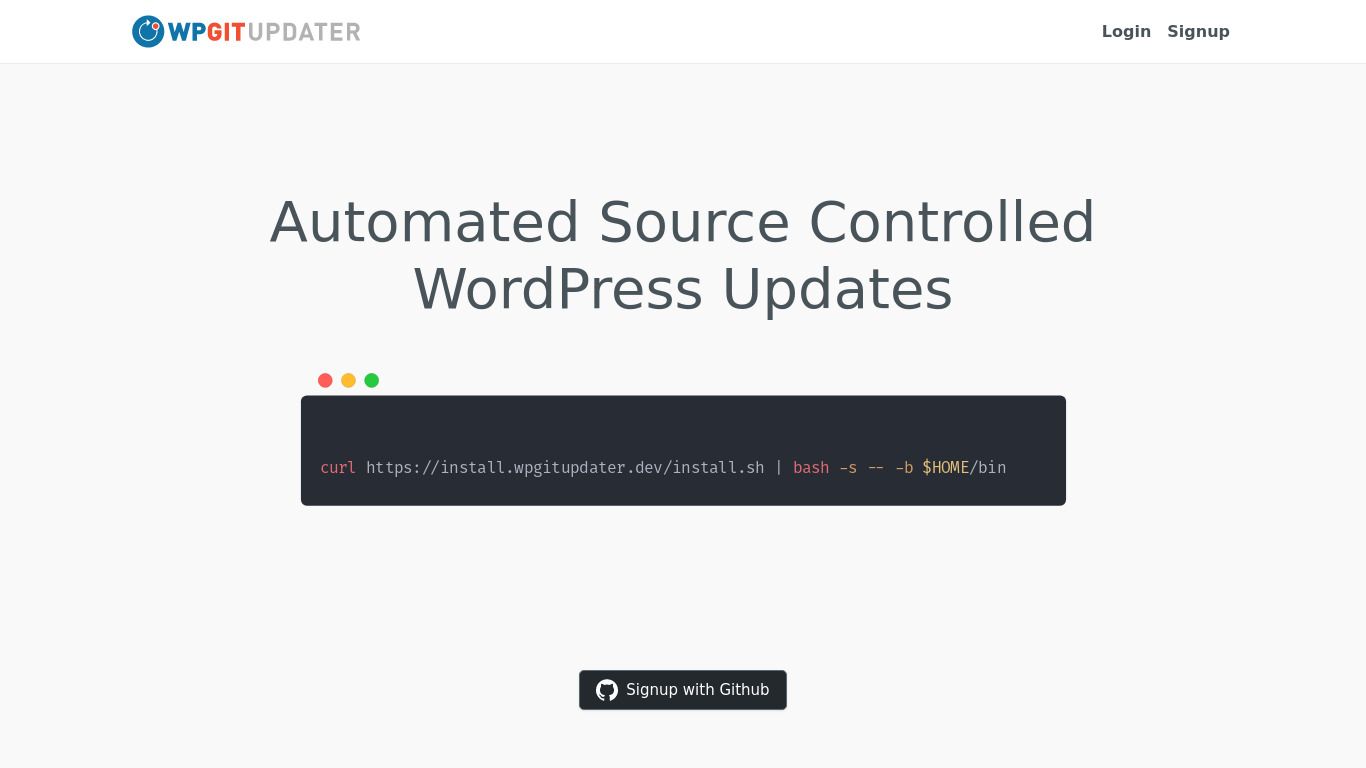 WP Git Updater Landing page
