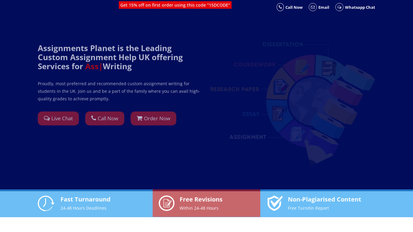 Assignments Planet UK Landing page