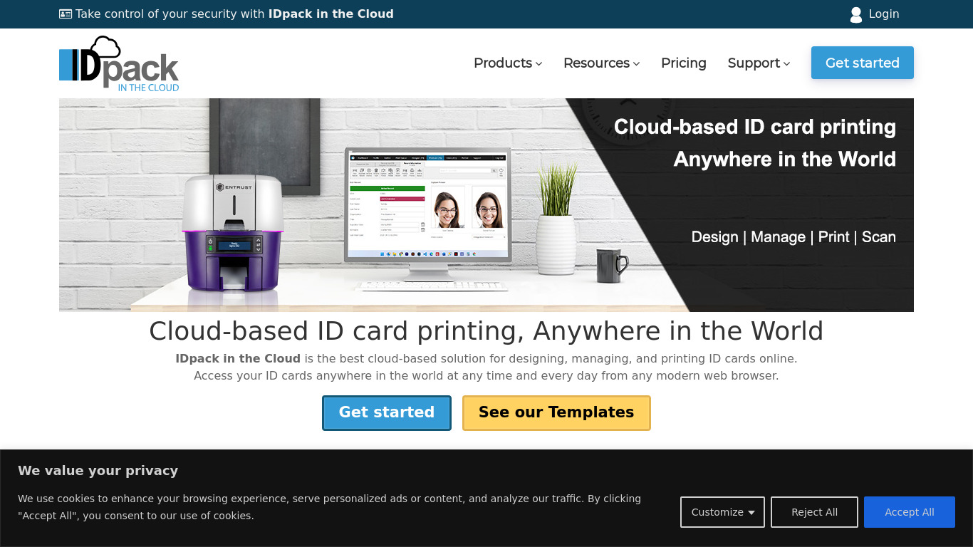 IDpack in the Cloud Landing page