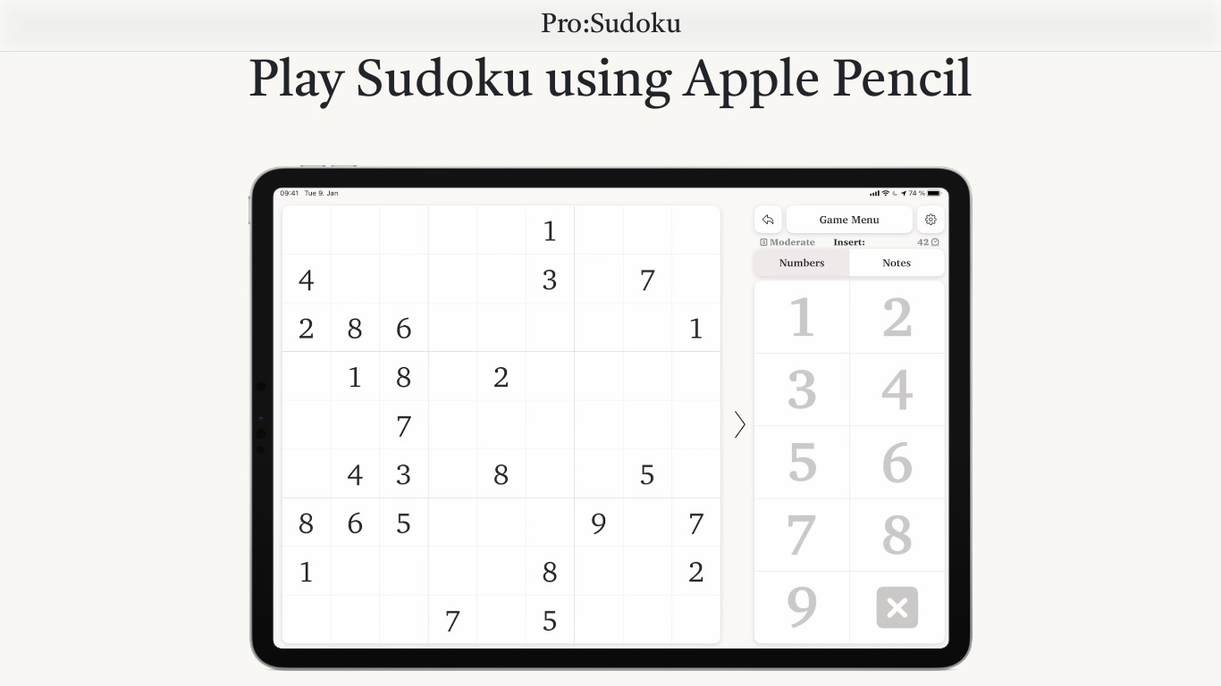 Pro:Sudoku Landing page