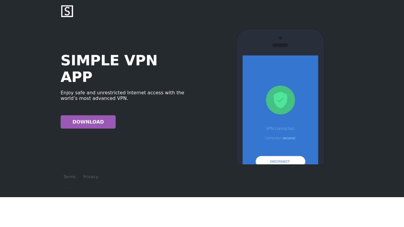 Simple VPN Landing page