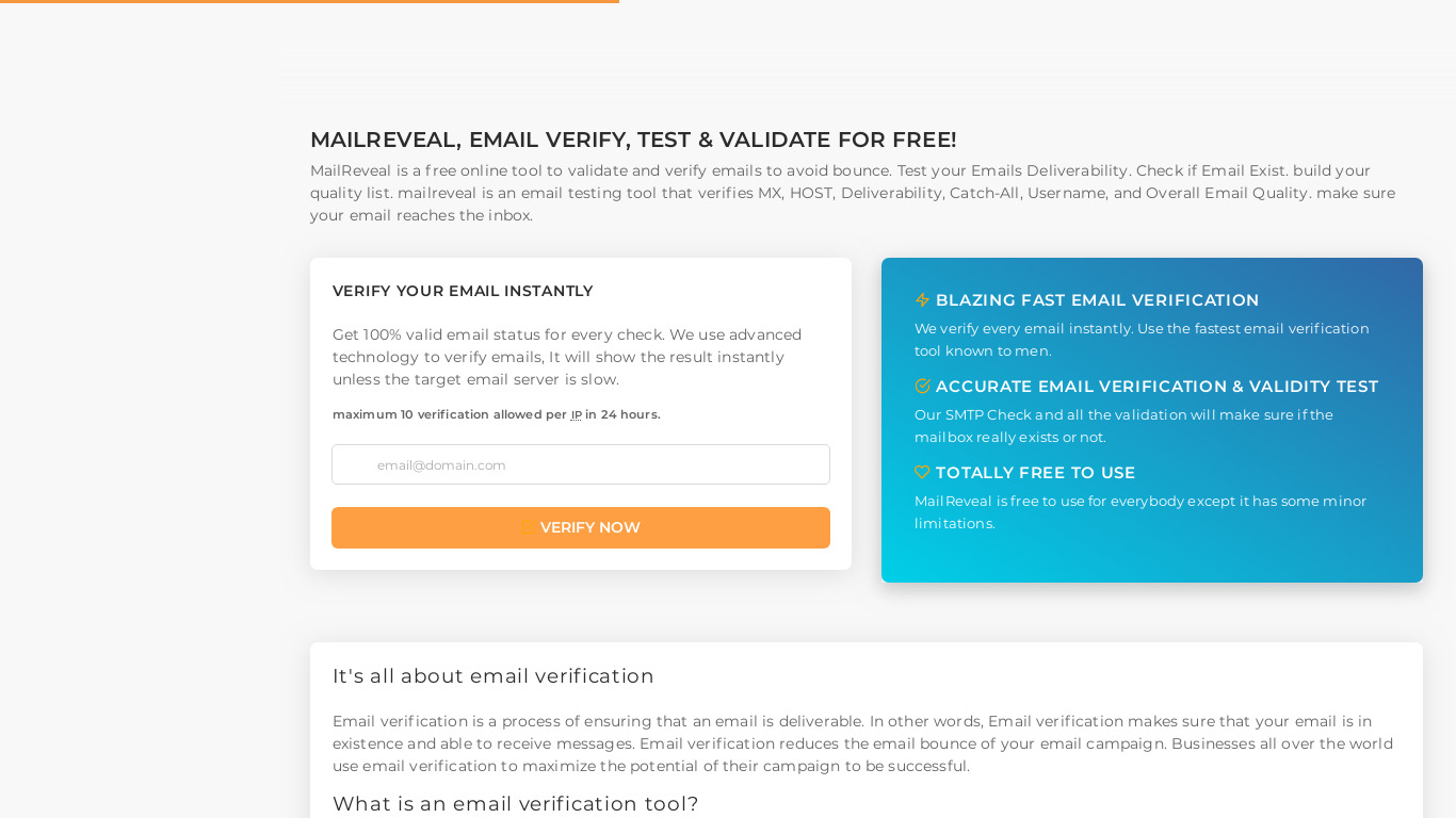 MailReveal Landing page